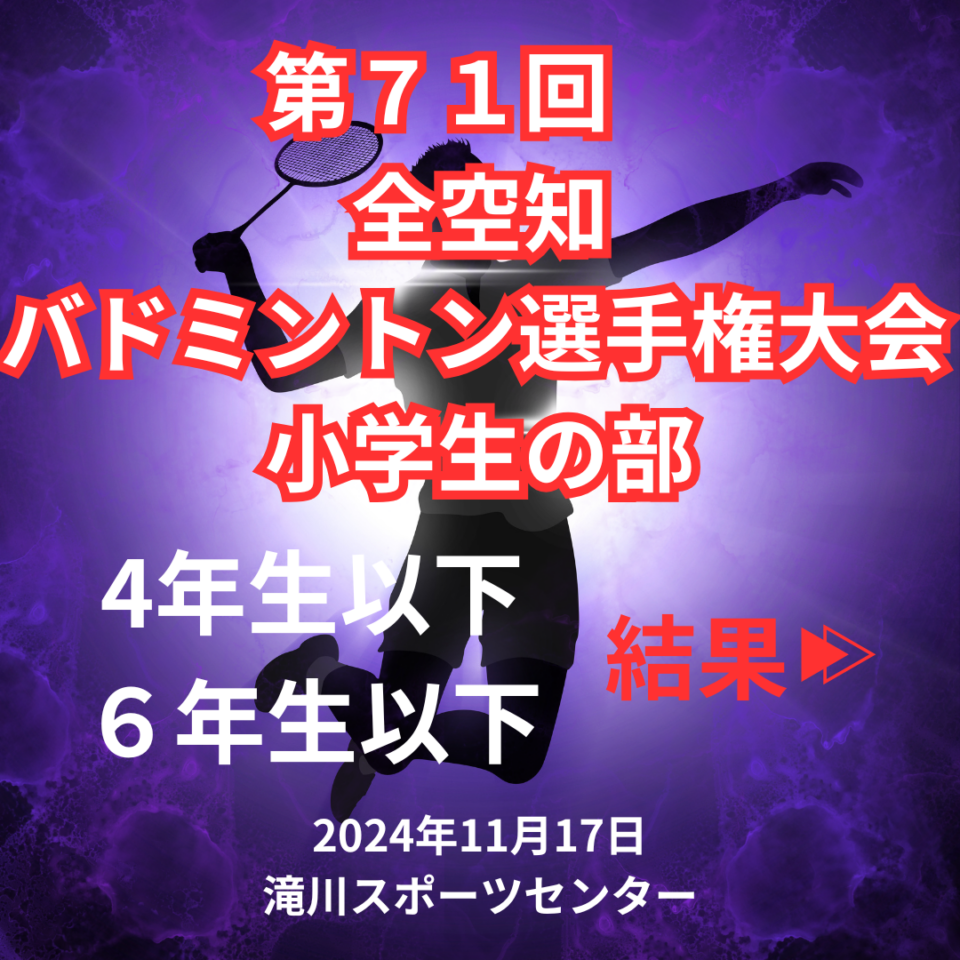 第７１回　全空知バドミントン選手権大会　小学生の部　結果